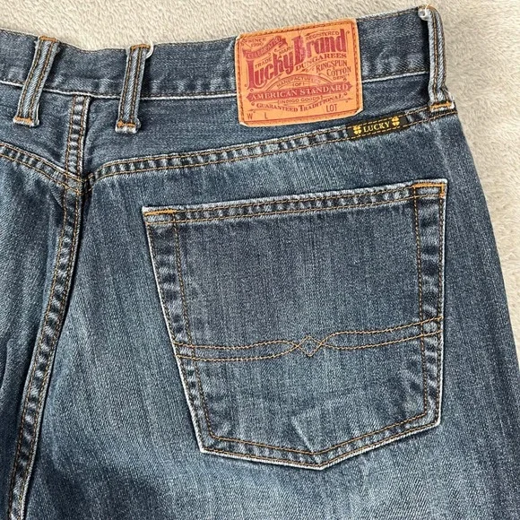 Lucky Brand Jeans Mens 36x27 181 Relaxed Straight Leg Short Inseam Dark Wash - Picture 6 of 12